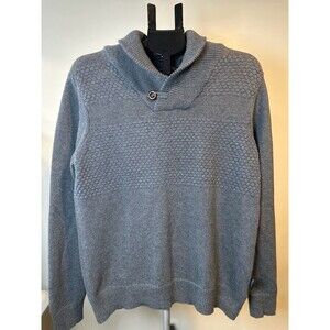 British Khaki Mens Gray Shawl Collar Button Sweater Medium Casual Cotton Winter